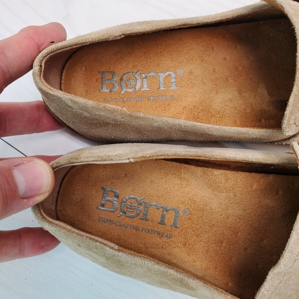 Born Khelda Tan Suede Penny Loafers Womens 9M Driving Mocs Quiet Luxury Preppy - Picture 6 of 9